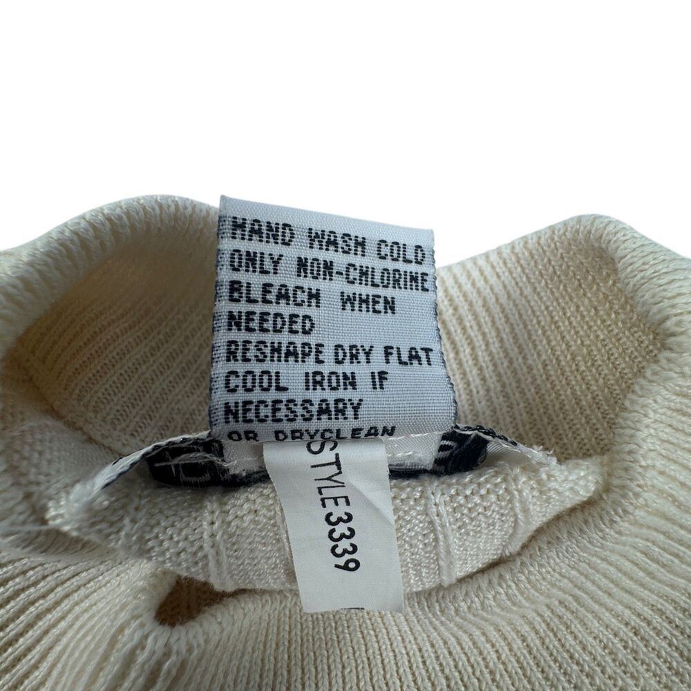 Bill Blass Blassport Women's Sweater Sz S Ivory High Neck 100% Silk Rib Knit - Picture 8 of 8